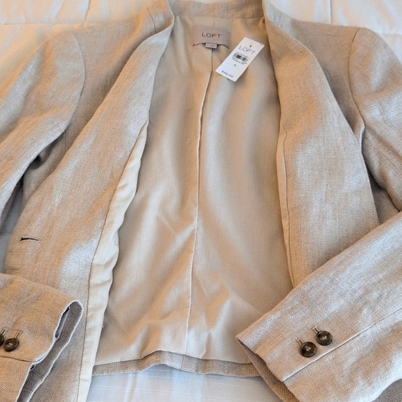 NWT Loft 100% Collarless Linen Blazer Women's Size 6 - Picture 6 of 7